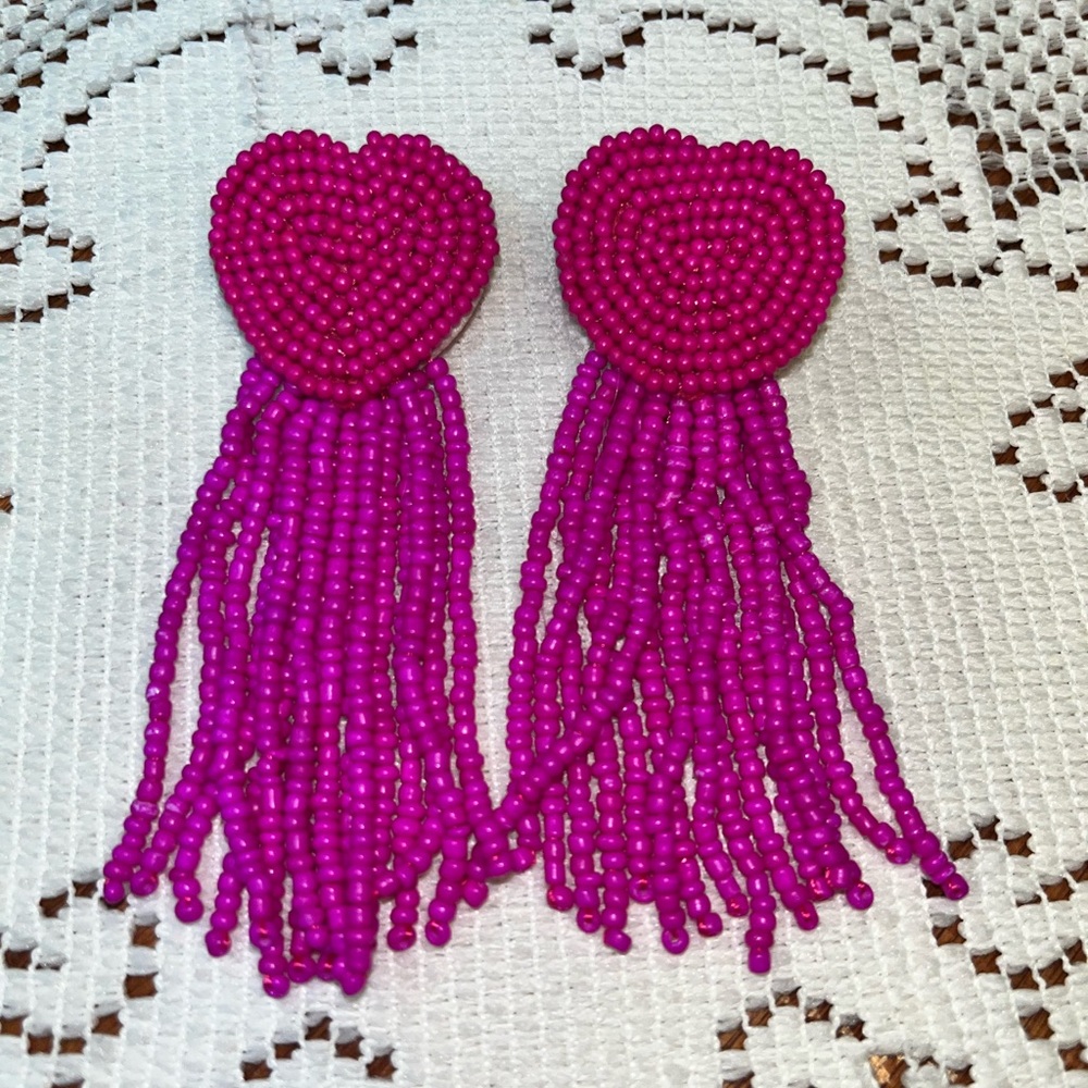 Beaded Heart Earrings